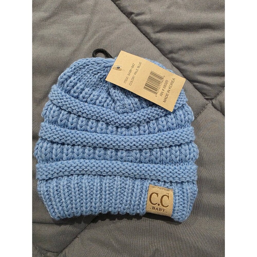 NWT C.C Baby Exclusive Pale Baby Blue Knit Beanie Snow Cap